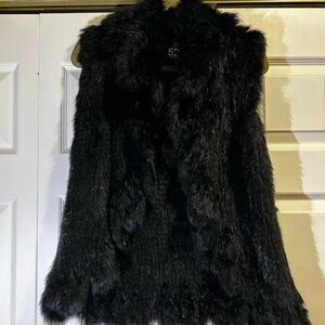 525 America Luxe black 100% dyed rabbit fur vest